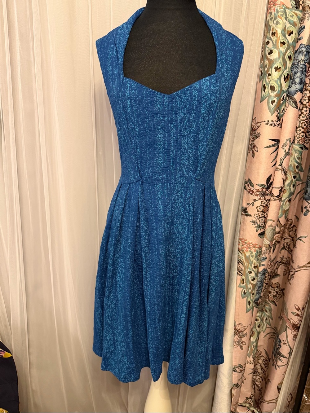 Eva Franco Blue Halter-Style Midi Dress